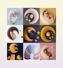 Pogografía nacida apuntan a la luna y las estrellas personalidad creativa de la almohada de almohada de decoración del bebé