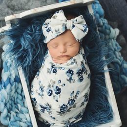 Born – ensemble de couvertures en polyester pour bébés de 0 à 0 ans, bandeau avec oreilles de lapin, tissu enveloppant imprimé, literie d'arrière-plan Po pour nourrissons, 240106