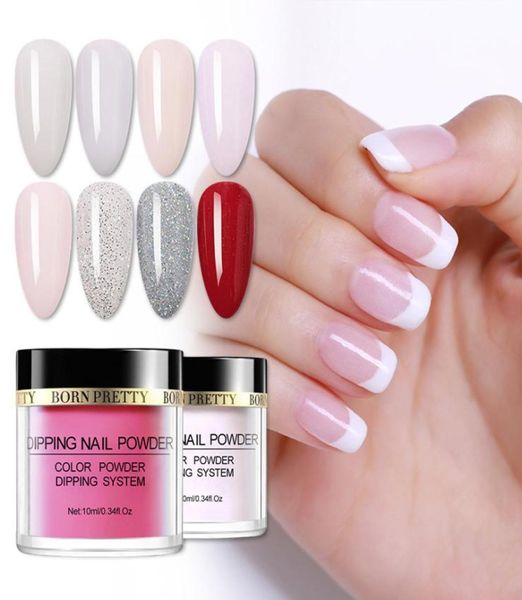 Né de poudre à ongles jolie plongée Gradient français ongles de couleur naturelle paillettes holographiques sans cure de la lampe décorations de nail art6751407