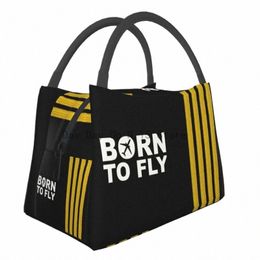 Né à Fly Flight Pilot Thermal Isolate Lunch Sac Aviati Aviator Captain Lunch Tote Box for Women School Picnic Food Sacs C3WX #