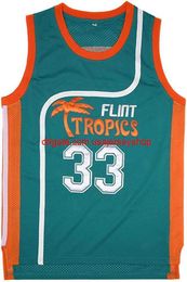 BOROLIN Camiseta de baloncesto para hombre #33 Jackie Moon Flint Tropics 90s S-5XL VERDE