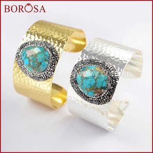 Borosa 1 pièce mode strass pavé or/argent couleur cuivre Turquoises bracelet Druzy bracelet bijoux Jab933 Q0717