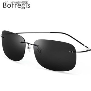 Borregls Rimless gepolariseerde zonnebrillen Men Ultralight Titanium Legering Schroefloze frameloze vierkante zonnebril voor vrouwen 31023