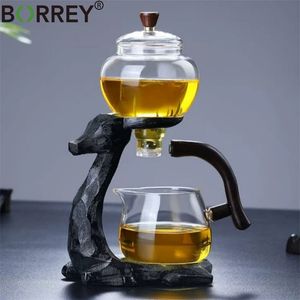 BORREY Drop Tea Set Elk Shape Automatique Pu'er Oolong Pot et tasse Pot en verre résistant à la chaleur avec base 210813