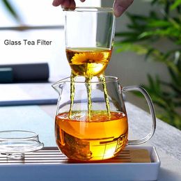 Borrey Glass Tea Pot en Cup Set Hittebestendige glazen theepot met verwijderbare Infuser Puer Kettle Kung Fu Tea Set Flower Teapot
