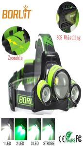 Boruit B22 LED recargable LED Zoomable Headlamp XML22X XPE Lámpara de cabeza verde Micro USB Torcha Torcha de pesca Light3486497