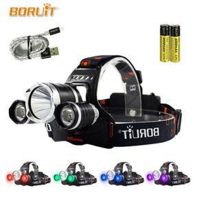 BORUIT UV 5000Lm T6 LED phare 3 Modes haute puissance phare violet lumière pour Camping pêche 18650 batterie tête torche 4 couleurs6341590272