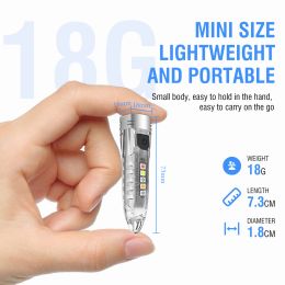 Boruit V1 Mini LED Keychain zaklamp Kleine EDC Spotlight Type-C Oplaadbare Torch UV Light Emergency Tiki Lamp met magneet