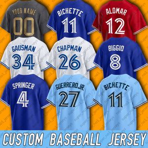 11 Bo Bichette Baseballl Jersey Vladimir Guerrero Jr Alek Manoah George Springer Matt Chapman Jerseys Kevin Kiermaier Gausman Jose Berrios Kirk Whit Merrifield