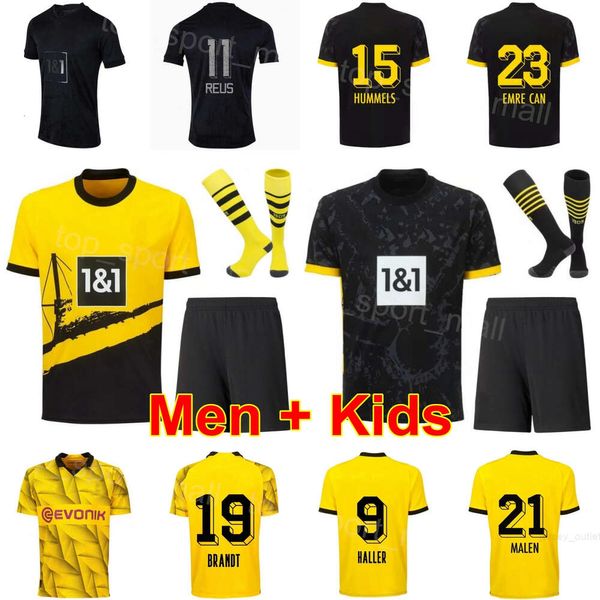 Borussia Soccer Dortmund Maillots 23 24 Club Team 21 MALEN 11 REUS 15 HUMMELS 19 BRANDT 23 EMRE CAN 26 RYERSON 14 FULLKRUG BENSEBAINI NMECHA HALLER Kits de maillots de football