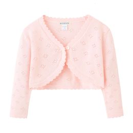 Bosboos petites filles à manches longues 100% coton en tricot en tricot en tricot en haussements de cardigan pour la fête d'anniversaire l2405