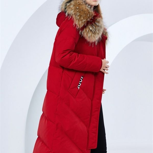 BOSIDENG femmes hiver grand col de fourrure véritable à capuche dames doudoune nouveau épaissir chaud imperméable long manteau B80141020 201029