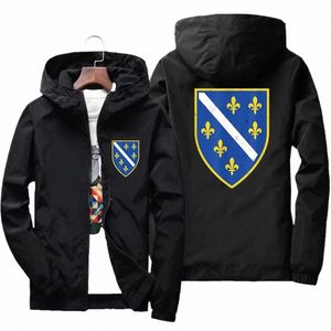 Bosnie et Herzvina drapeau coupe-vent hommes fermeture éclair à capuche pilote épais manteau moto Bomber veste t-shirt grande taille 7XL Q7jy #