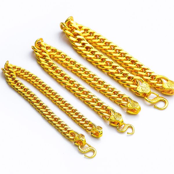 Pulsera Boss, cadena para la muñeca clásica, joyería para hombres, oro amarillo de 18 quilates, pulsera de eslabones apretados, regalo de 8mm/10mm/12mm