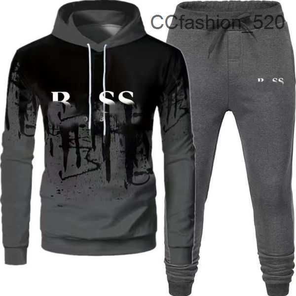 Boss Sweat à capuche pour hommes Vêtements de mode Designer Femmes Automne et hiver Sweat à capuche Lettres européennes et américaines Imprimé Manteau de sport Deux pièces Streetwear I2QB