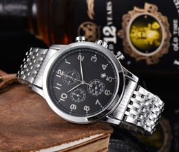 Boss reloj para hombre relojes de lujo movimiento de cuarzo 44 mm todo dial trabajo hugo cronógrafo diseñador reloj banda de cuero impermeable montre de luxe