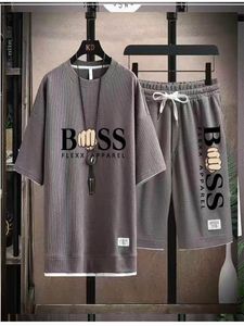 Bosss Designer Mens Tracksuits Sets Jogger Bos Sweatshirts Heren Shorts Suite Men Women Women Short Pants Fist Print Patroon T-shirt pullover Man 406