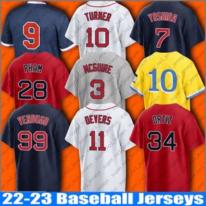 Boston 11 Rafael Devers Maillot de baseball Masataka Yoshida Justin Turner David Ortiz Corey Kluber Maillots Reese McGuire Trevor Story Alex Verdugo Kenley Jansen