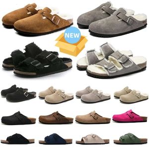 Boston Birk Clog Leather Designer Sandalen Cork Flat Arizona Shearling Mayary Slippers Suede Snake Leather Slide Burke Clog Buckle katoenen schoenen