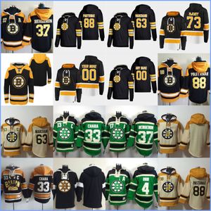 Boston''bruins''hoodie 73 Mcavoy 88 Pastrnak 63 Marchand 37 Bergeron 4 Orr 33 Chara Camisetas de hockey personalizadas Hombres Mujeres Jóvenes