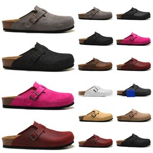 Boston Clogs Sandalias de diseñador para hombres y mujeres, zapatillas deslizantes, plantilla suave, zapatilla de zuecos, zapatos con correa de hebilla de cuero de gamuza, zapatos Unisex Woody para exteriores