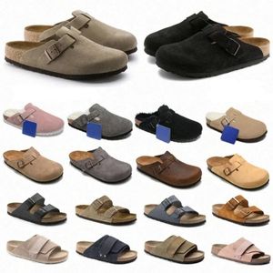 Boston Clogs Sandalias zapatillas de corcho diseñador de moda plana de cuero de verano Slide de cuero favorito zapatos casuales de la playa para mujeres zapatos al aire libre 35-46