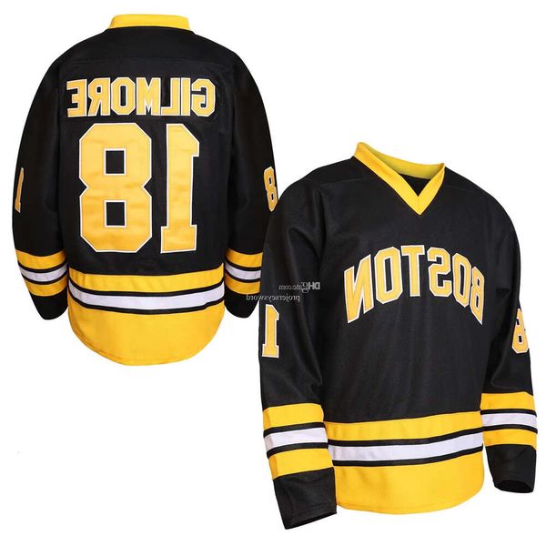 Boston Mens Happy Gilmore 18 Adam Sandler 1996 Film Hockey Jersey Cousu EN STOCK Expédition Rapide S-Xxxl Hig