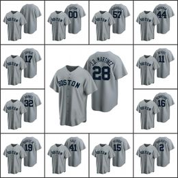 Boston''red Sox Hombres # 34 David Ortiz 2 Xander Bogaerts 28 J.D. Martinez Personalizado Mujer Juventud Gris Cooperstown Collection Road Jersey