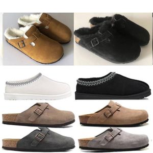 Boston Shearling Sandals OP19 Designer Sabots Suede Leathe Pantoufles Wook Fur Cork Flat Slides Fashion Clog Arizona Mayari Sandal Taille 36-45
