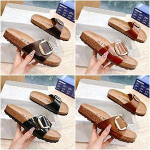 Boston Slippers Mannen Vrouwen Madrid Grote Gesp Sandalen Designer Kurk Koeienhuid Mode Gizeh Grote Gesp Slippers Maat 35-45