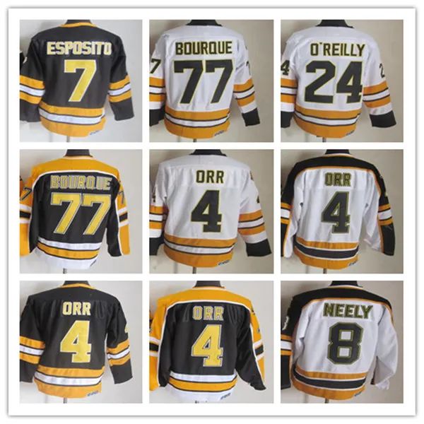 BostonBruinsBoston Vintage Hockey sur glace maillots Bobby Orr Phil Esposito Terry OReilly 8 Cam Neely 77 Ray Bourque cousu CCM rétro uniformes alternatifs