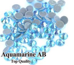 Bot Sale A ++ kwaliteit kwaliteit Aquamarine AB glaskristallen Strass Stones Botfix Rhinestones voor kledingkleding Accessorie B