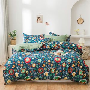 Ensembles de housse de couette florale botanique 100% coton literie douce couette housse de couette ensemble de draps de lit taies d'oreiller Twin Queen King size T200706