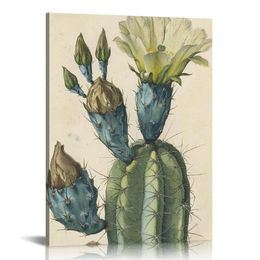 Botanische ingelijste muurkunst, plant cactus badkamer kunst decor esthetiek, boerderij vintage muurdecor voor slaapkamer woonkamer, kantoor stilleven schilderijen geschenken