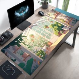 Jardin botanique tapis de bureau en serre grande mettepade esthétique amateurs de plan de bureau mignon accessoire de jeu pad xxl bureau de bureau