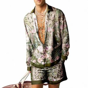 Ensembles de chemises à motifs botaniques imprimés en 3D pour hommes, chemises décontractées, shorts de plage surdimensionnés, streetwear d'été, costumes hawaïens, vêtements t1aI #