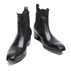 Botas Winter Gentleman Mid Heel Zakelijke Korte Italiaanse Originele Zwart Echt Leer Feestjurk Schoenen Mannelijke LaarzenChelsea Boots
