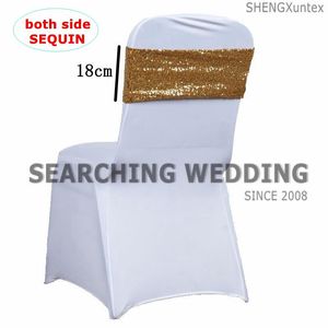 Bande de chaise à sequins des deux côtés \ ceinture de chaise pour la décoration de couverture de mariage