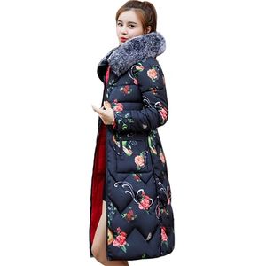 Les deux côtés peuvent être portés arrivée femmes veste d'hiver avec fourrure à capuche longue rembourré femme manteau Outwear imprimer Parka 201214