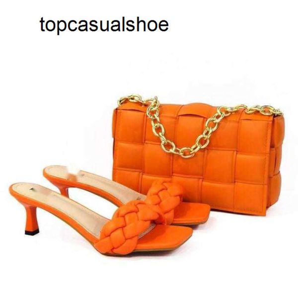 Bottegaa Vendetta Color bvs chaussures orange élégantes dames et sacs de sacs décorés ou en strass de ganters italiens assorties de shopping de haute qualité fête