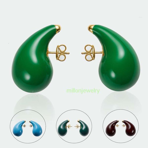 Boucles d'oreilles Venettaly Bottegalies Spring / été Nouvelles boucles d'oreilles en métal simples Luxur Luxur Boucles d'oreilles Instagram Green Boucles d'oreilles polyvalentes