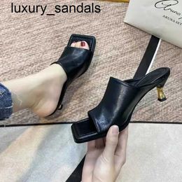 BottegsVenets talons hauts bloc femmes chaussures simples décontractées début ouvert carré haute sandales ligne pantoufles pour les femmes