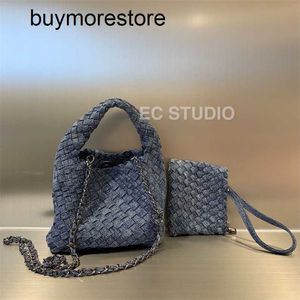 Bottgass Ventas Cabats geweven handtas met grote capaciteit 7A kwaliteit Baobao 2023 Koreaans net rood canvas denim gebreide tas enkele schouder onderarmbroodje moedertas crossbody B