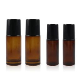 Fles 10 X 30 ml 50 ml Amber Glazen Roll-on Parfumfles 50cc Lege Bruine Essentiële Olie Rollon Containers voor gebruik Cosmetische Verpakkingen