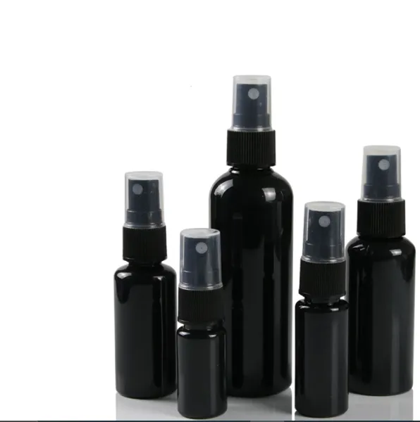 Bouteille 100 X 10 ml 20 ml 30 ml Portabletravel bouteille vide en plastique noir flacon pulvérisateur de parfum récipient d'emballage cosmétique 50 ml 60 ml 100 ml