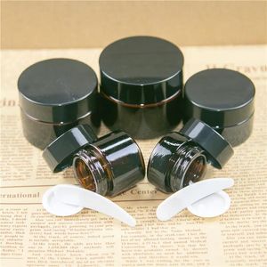 Bouteille 10 pièces 5g/10g/20g/30g/50g verre ambre brun cosmétique crème pour le visage bouteilles baume à lèvres échantillon conteneur Pot Pot maquillage magasin flacons