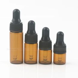 Bouteille compte-gouttes en verre ambré de 3ml, 300 bouteilles, rechargeable, pour huile essentielle, aromathérapie, parfum, Pipette