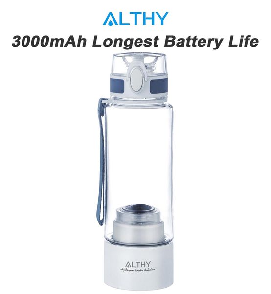 bouteille althy hydrogène riche générateur d'eau bouteille 3000mAh grande batterie dupont spe + pem double chambre h2 fabricant lonizer électrolyse