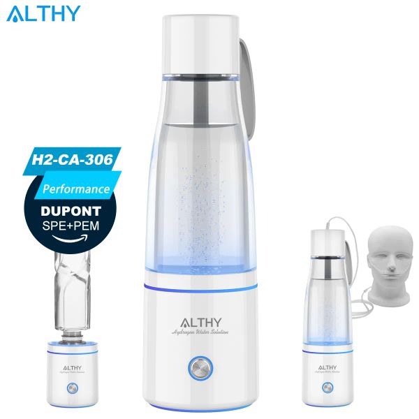 Bouteille althy Premium Molecular Hydrogy Water Generator Bottle Dupont Spe + PEM Double Chamber Maker + H2 Inhalation Device 5000PPB Max