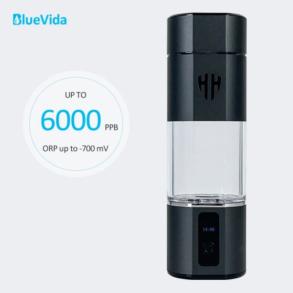 Bouteille Bluevida Hydrogène Rich Water Generator Bottle Dupont Spepem Double Chamber Water Lonizer H2 INHALE DISPOSIR + ADAPTER MAX 6000PPB